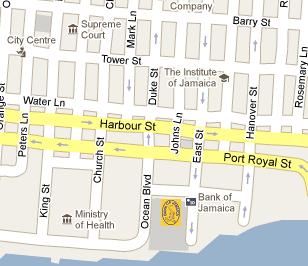 Bank of Jamaica HQ Location Map
