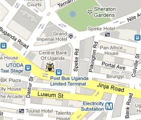 Bank of Uganda HQ Location Map