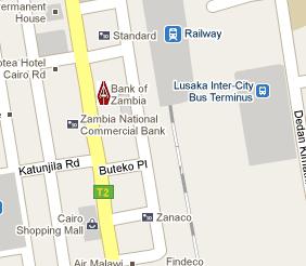 Bank of Zambia HQ Location Map