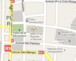 Bank of the Republic of Burundi HQ Location Map