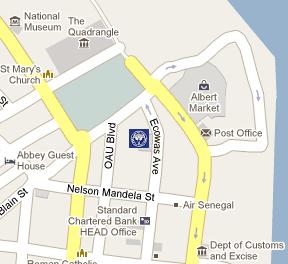 Central Bank of Gambia HQ Location Map