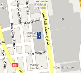 Central Bank of Tunisia HQ Location Map