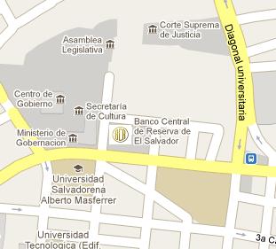 Central Reserve Bank of El Salvador HQ Location Map