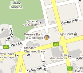 Reserve Bank of Zimbabwe HQ Location Map